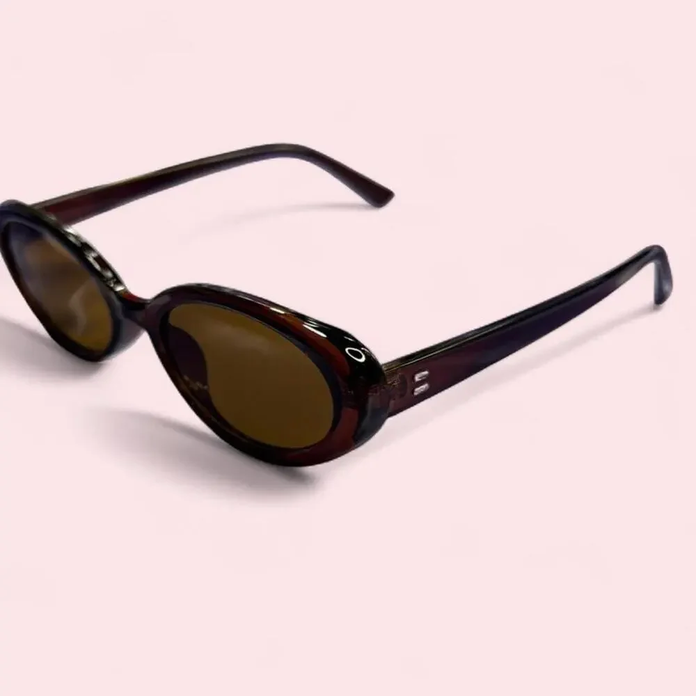 Dark clear brown oval sunglasses y2k retro clean girl